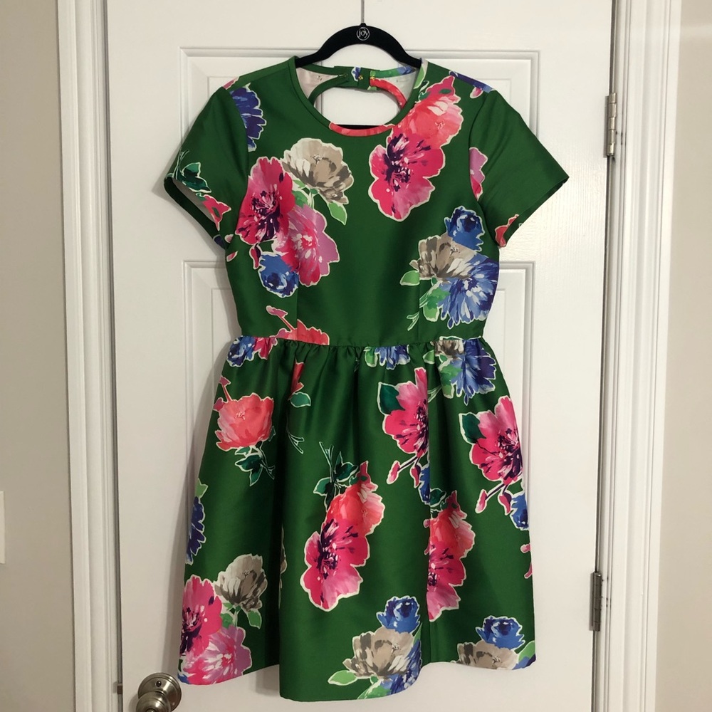 Kate Spade, floral fit and flare with keyhole back, size 8
